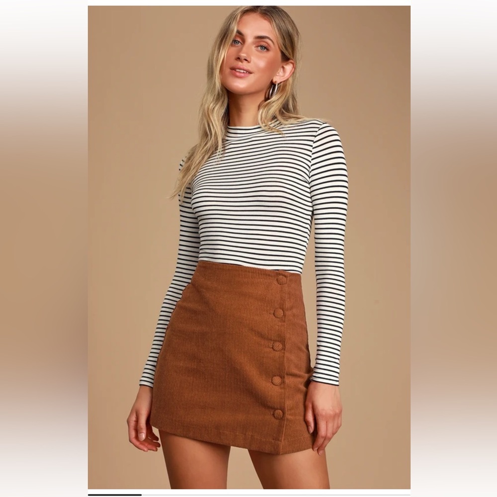 Lulus Rust Orange Brown Corduroy Skirt